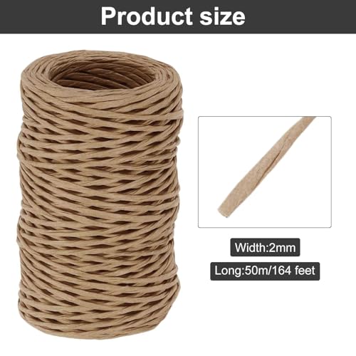 MECCANIXITY Floral Wire 164ft/50m 2mm Vine Bind Wire Rustic Craft Wrapping Metal Wire for Flower Bouquet Wreath Making, Light Brown - color: Light Brown, size: 2mmx50m