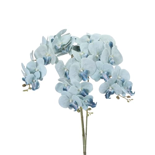 PATIKIL Artificial Orchid Stems 41", 3 Pack 9 Heads Faux Phalaenopsis Flowers Real Touch Fake Orchid Flower Branch for Vase Home Wedding Decoration, Grey Blue - color: Grey Blue