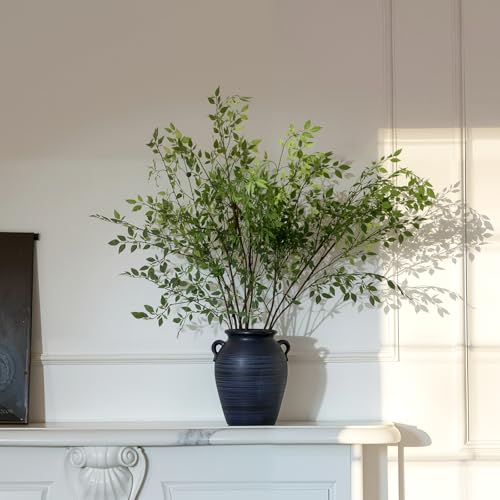 Suncalla 3 Pcs Artificial Greenery Stems 40 Inches Tall Faux Nandina Branches Fake Greenery Plants Bamboo Leaves Stems for Vase Wedding Living Room Bedroom Home Office Shop Kitchen Garden Decor - color: Nandina, size: 40 Inch