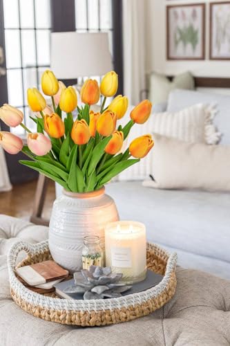 DILATATA 10pcs Artificial Tulips Flowers, 13.5'' Mixcolor, Real Touch, Faux Tulips for Decoration, Home Wedding Bouquet - color: Mixcolor Style5 #10