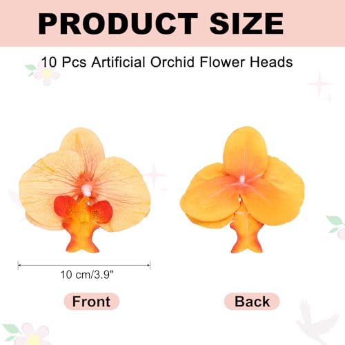 uxcell 10 Pcs Artificial Orchid Flower Heads, Fake Butterfly Orchid Heads Bulk Artificial Flowers for DIY Wedding Bouquets Centerpieces Party Home Decorations, Orange - color: Orange