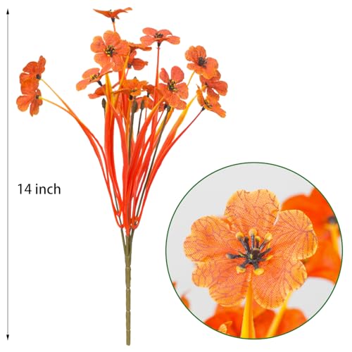 21 Bundles Outdoor Artificial Flowers UV Resistant Fake Silk Flowers No Fade Faux Plastic Plants Garden Porch Window Box Decoration (Deep Autumn Orange) - color: Deep Autumn Orange