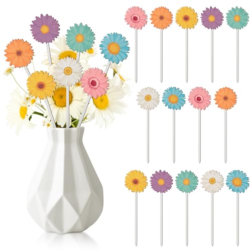 TICIAGA Spring Sunflower Wooden Picks - 14PCS Summer Daisy Wooden Decorative Pick for Home Vase Filler Colorful Flower Floral Picks for Flower Arrangements Spring Theme Farmhouse Decorations for Home - color: Sunflower
