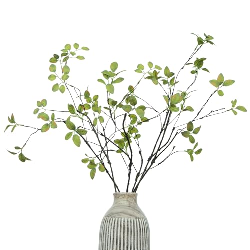 DuHouse 24" 5Pcs Fake Greenery Stems Artificial Ficus Branches Fake Plants for Home Office Table Vase Filler Decoration(Green) - color: Green, size: 24"