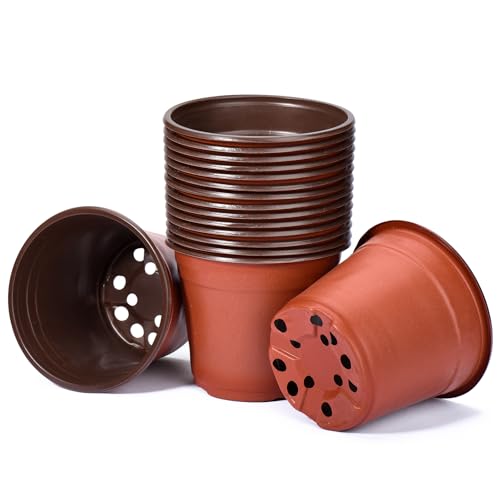 Delxo 100 Pcs 6 Inch Plants Nursery Pots Reusable Plant Seeding Nursery Pot Waterproof Plastic Pots Seed Starting Pots - size: 6 Inch
