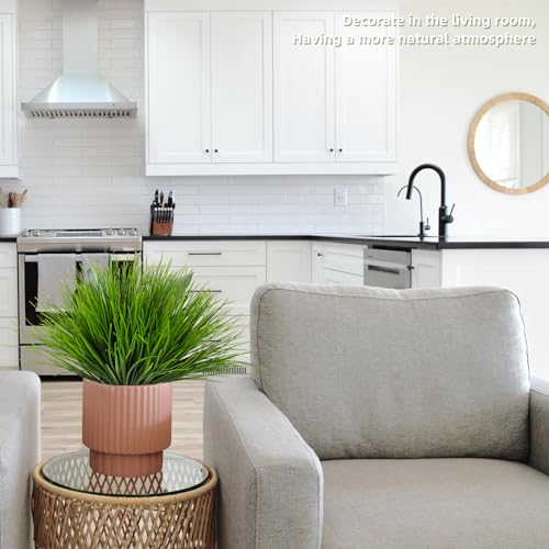 RECUTMS 12 Bundles Artificial Grasses Outdoor Plants Fake Wheat Grass Greenery Shrubs UV Resistant for Planters Wedding Indoor Outside Garden Porch Bathroom Home Office Window Box Decor(Green) - color: Green Grass