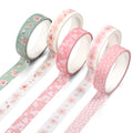 5 Rolls Sakura Washi Tape Set Floral Decorative Tapes Cute Flowers Patterns Tape Japanese Arts Adhesive Tapes Modern Arts Masking Tapess for Art DIY Crafts Journals Scrapbooking Wrapping