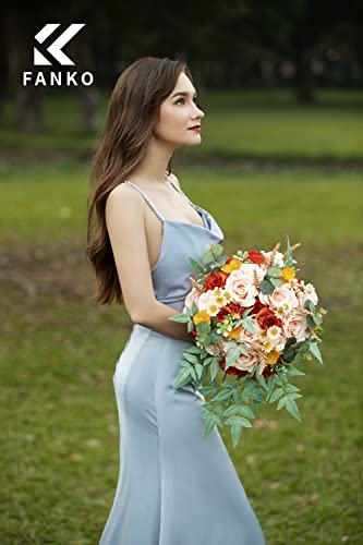 FANKO Artificial Flowers for DIY, Orange Peach Yellow Faux Flowers Bouquet, Fake Flowers with Roses Daisy Silk Flowers for Vase, Home Decor, Wedding Centerpiece, Floral Arrangement Décor, Party - color: Deluxe Champagne