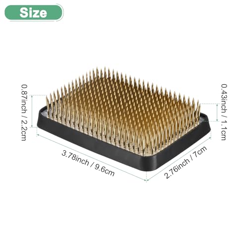 M METERXITY Flower Frog 3.78" x 2.76" Rectangle Copper Floral Arranger Pins Ikebana Holder W Rubber Base for Flower Arrangements/Craft Plant/Home Decor, Floral Kenzan Fixed Tool [1.1cm Pins] - size: 3.78" x 2.76"