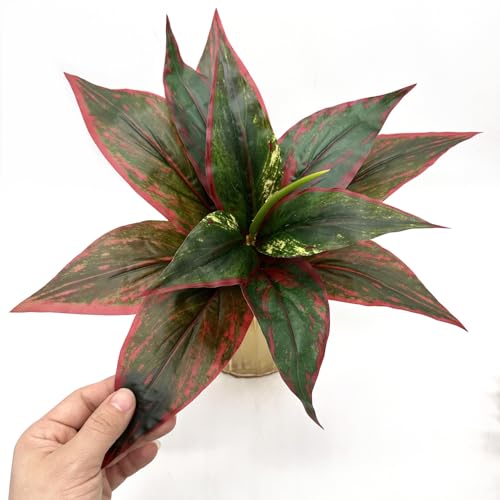 Artificial Agave Fake Plants, Faux Shrubs Grass Bushes Plant Plastic Flowers for Wedding Party Office Indoor Outdoor Room Yard Garden Greenery Leaves Decor Planter Filler DIY Decoration Red 4 Pack - color: Agave Grass/ Red / 4 Pack