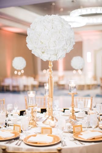 IPOPU 100 Pcs Artificial Rose Flower Heads Real Looking White Foam Fake Roses for DIY Wedding Baby Shower Centerpieces Arrangements Party Tables Home Decorations (White 1, Stemless) - color: White 100pcs