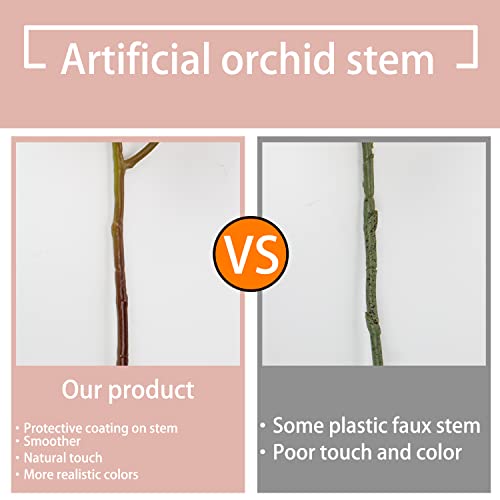 4 Pcs Artificial Orchid Flowers 9 Large Heads of Real Touch Vivid Phalaenopsis Orchid Flower Stem 36'' Tall, Artificial Flowers Branches for Home Decor, Office House Decoration-Yellow Phalaenopsis - color: Yellow #12