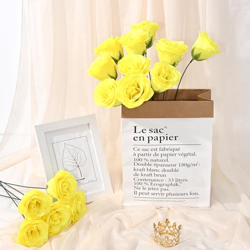 Waipfaru Glitter Roses Bouquet, DIY Yellow Fake Flowers Bouquet, 36 Pcs Rose for Grandma Wife Girlfriend Valentines, Mothers Day, Anniversary, Graduation - color: Yellow, size: 36pcs