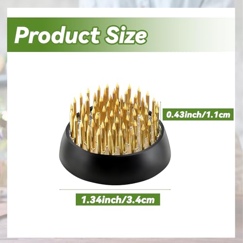 8Pcs 1.34 Inch Flower Frogs for Arrangements Vase Ikebana Kenzan Round Brass Floral Pin Frogs Stem Holder Flower Arranger Pin Fixed Tools for Home Decoration Craft (Gold)