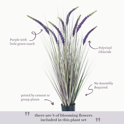 KOL 4ft 2-Pack Faux Veronica Spiked Speedwell Grass, 47in Artificial Veronica Spicata Flower, Tall Reed Grass for Home Office Garden Wedding Décor, Indoor/Outdoor Fake Plant, UV-Resistant, Purple - color: Purple-green, size: 4FT