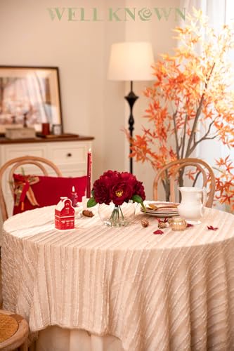 WELL KNOWN Peony Artificial Flowers in Vase, Burgundy Red Silk Flower Arrangement with Vase with Faux Water for Spring Home Table Centerpieces Wedding Birthday Party Decor & Mom's Birthday Gift - color: Burgundy Red