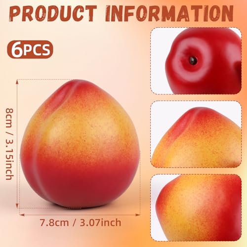 Gresorth 6pcs Artificial Peach Decoration Fake Nectarine Fruit Display Faux Lifelike Fruits Ornament Home Party Kitchen Christmas - color: Nectarine