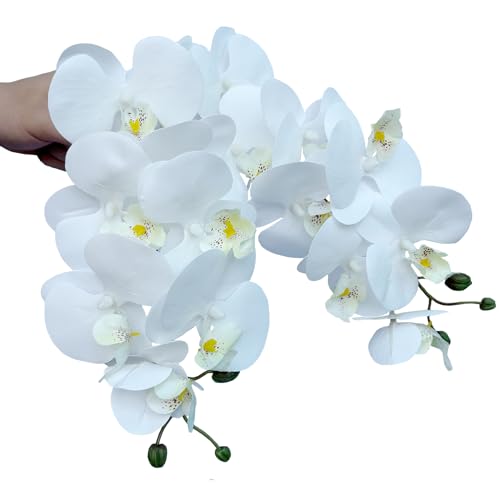 FagusHome 32" Artificial Phalaenopsis Flowers 6 Pcs Artificial Orchid Flowers Stem Plants for Home Décor (6Pcs) - color: White