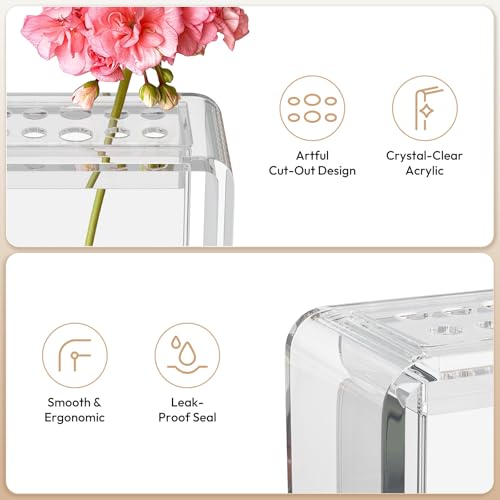 NIUBEE Acrylic Vase for Centerpieces, Clear Acrylic Flower Vase Display for Fresh/Artificial Flowers, Kid-Safe Transparent Flower Holder for Living Room/Office/Wedding/Anniversary (7.87 Inch) - size: 7.87 Inch