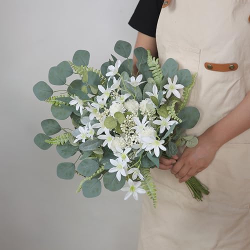 VIERENA Artificial Greenery Stems Box Set(Pack of 65pcs) with 8 Kinds of Faux Plants and Fake Flowers for DIY Wedding Bouquet Table Centerpieces and Floral Arrangement (Beige&Dusty Green) - color: Beige&dusty Green