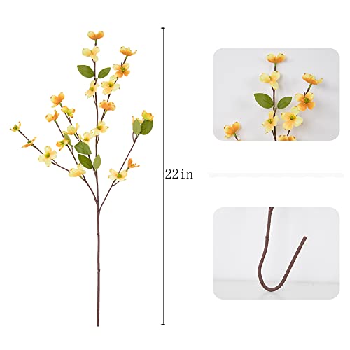 Artificial Flowers Blossom Stems Dogwood Silk Flowers Fake Cornus Bush for Home Decoration Table Centerpieces, 8 PCS (Champagne) - color: Champagne