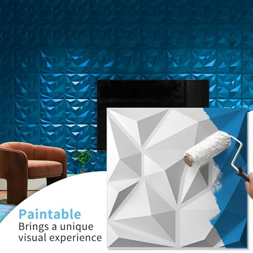 Art3d 20 Pack Decorative 3D Wall Panels for Interior Wall Decor Living Room, 11.8"x11.8" Cover 19 Sq.Feet White PVC Panels for Bedroom TV Background Gaming Room Decor - color: Frost White, size: 11.8"x11.8"