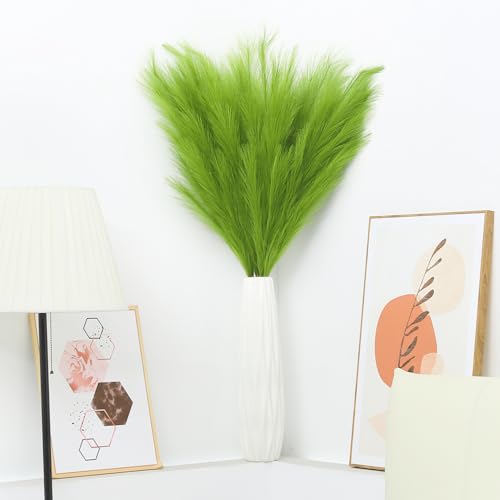 43" Green Pampas Grass Decor - 8 PCS Tall Faux Pampas Grass for Floor Vase Fluffy Artificial Pampas Grass for Wedding Boho Home Baby Shower Mothers Day Decoration - color: Grass Green