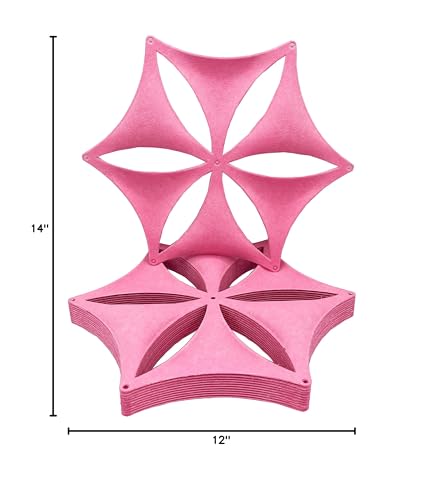 Felt Fiber Surface 14"x12" High Density Polyester Fiber Board 3D Flower Venus Hanging Room Divider Panel Cut Room Partition Home Decoratio(12 Pcs) (Pink) - color: Pink