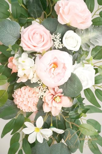 Muhanjia Artificial Arch Flowers Kit(Pack of 4),2Pcs Artificial Flower Arch Decor, 2Pcs Drapes, Ceremony and Reception Background Rose Decoration, Flamingo Pink Rose Floral Outdoor Party Decor - color: Flamingo Pink