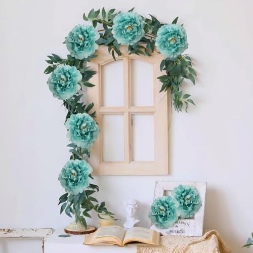 20 Pcs Artificial Flower Peonies, 5" Silk Fake Peonies with 6" Stems No Leaf, Faux Peonies Flowers for Decoration Wedding Home Party Centerpiece Decor Floral Art (Emerald Green) - color: Emerald Green