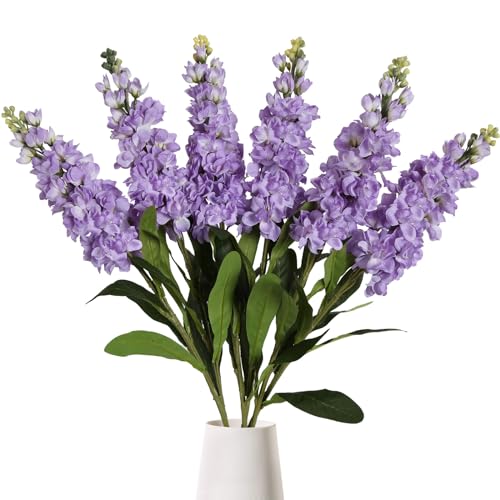 IPOPU Artificial Flowers Snapdragon Silk Flowers, 6PCS Antirrhinum Purple Delphinium Fake Flowers 31.50'' Long Stem Larkspur Faux Flowers for Wedding Table Centerpieces Vase Home Party Decor (Purple) - color: Purple