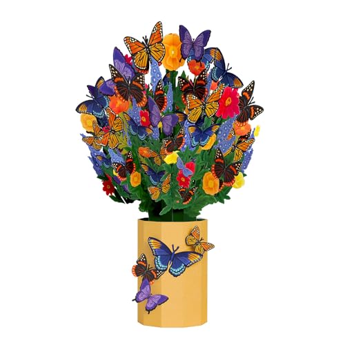 Lovepop Everyday Pop-Up Card for Her and Him - 3D Pop-Up Bouquet Greeting Cards for Men, Women - Lavender Butterfly - 12" x 8.5" Floral Bouquet - Blank Note Card Included - color: Brilliant Butterfly Bouquet
