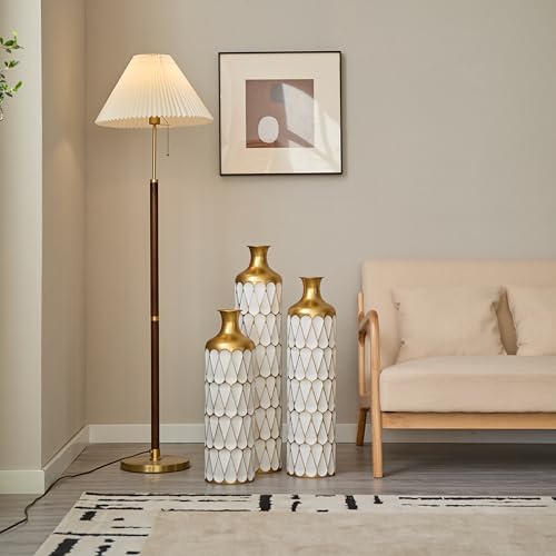 Large Floor Vases Set of 3 Pieces, White Metal Tall Vase Extra Big Home Decoration for Living Room Bedroom 22.8/27.1/31.5 inch - color: Floor Vase White Teardrop