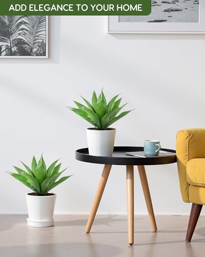 Velener Artificial Plant Outdoor Agave - Small Size UV Resistant Fake Agave Plants for Indoor and Outdoor Decor(14 Inch)-2 Pack - color: Hard-green