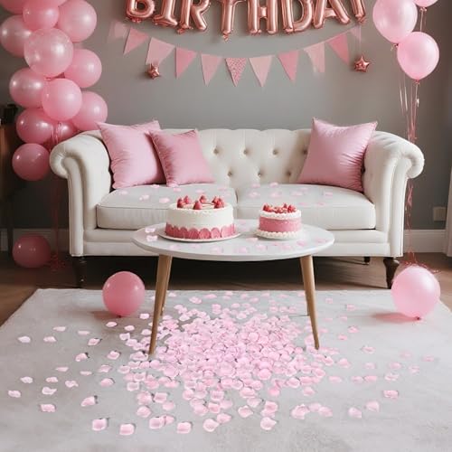 1000 Pcs Rose Petals Artificial Silk Flower Petals Romantic Decorations for Wedding Engagement Birthday Event Anniversary Party Backdrop Supplies Pink - color: Pink