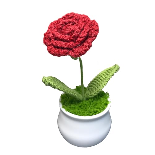 Joekaran Crochet Flowers Cute Rose Gifts for Girlfriend, Boyfriend Valentines Birthday Gifts for him her, Wedding, Anniversary, Christmas Romantic Couples I Love You Gift from Husband(Burgundy Rose) - color: Burgundy Rose