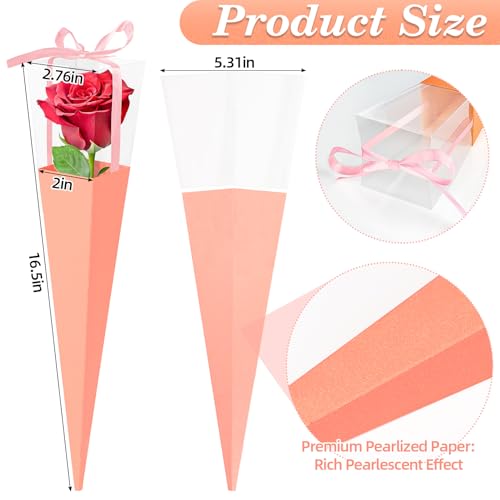 RAINFLOW Flower Wrapping Bags - 16 Pcs Single Rose Sleeves Flower Sleeves for Bouquets,Single Flower Bags Plastic Flower Wrap for Wedding Birthday Valentine’s Day Gifts Wedding Birthday Mother's Day Floral Arrangement