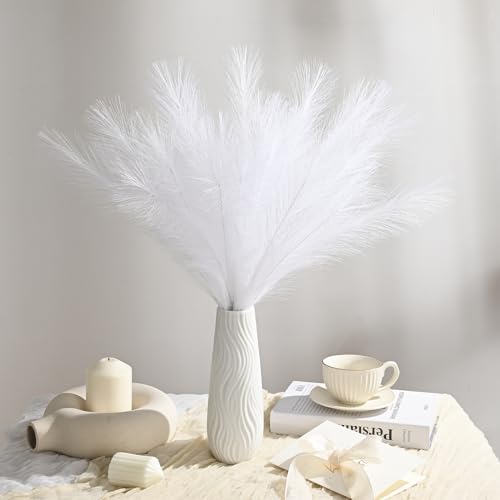 U-LIAN 36PCS White Faux Pampas Grass 21.7 Inch, Small Artificial Pampas Grass Decor for Vase, Fake Fluffy Floral, Artificial Dried Flowers, Dry Plant Home Wedding Boho Decor - color: White, size: 22"-36 PCS