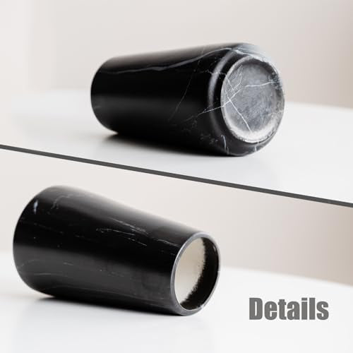 Marble Black Vase - Black Flower vase, 6" Small Simple Modern Ceramic Vases for Flower/Pampas Grass, Minimalist Farmhouse Boho Vase for Centerpieces, Home Decor, Bathroom Decor - color: Marble Black, size: Small