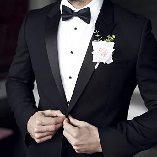 Wedding Boutonniere Groom Flower Buttonholes Groomsmans Prom Party Suit Decoration Anniversary Accessories for Man - color: A-white
