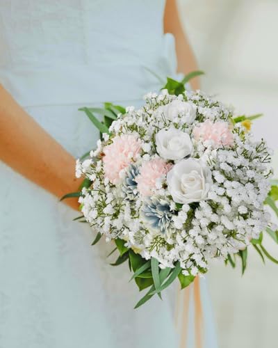 24Pcs Babys Breath Artificial Flowers Bulk, 11inch Fake Baby Breath Flowers White Faux Gypsophila Real Touch Flowers for Outdoors Wedding DIY Bouquet Arrangement Party Home Table Decor - color: Attractive White, size: 24PCS