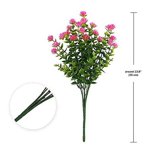 10 Bundles Artificial Flowers for Outdoors,UV Resistant Realisic Fake Plastic Plants Artificial Shrubs Spring Flowers Decor of Vase and Outside Window Box, Ferns Plants for Planter-Pink - color: Pink, size: 10PCS
