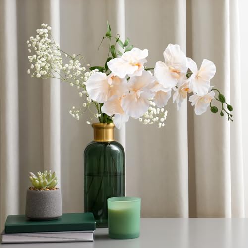 6 PCS Artificial Orchid Stems 33.5" Tall 9 Large Petals Fake Champagne Phalaenopsis Flower Arrangements for Home Wedding Living Room Table Centerpiece Office Table Decor Champagne - color: Champagne（6pcs）