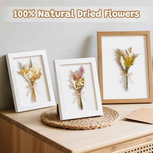12/24 PCS Charming Dried Flowers Bouquet for Vase Various Dried Wildflowers with Stems Mini Handmade Wildflowers Natural Real Flowers Bulk Flowers Craft (Solid Color, 12 PCS) - color: Solid Color