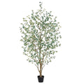 8FT Artificial Eucalyptus Tree Indoor, Faux Eucalyptus Tree with 901 Silk Leaves, Tall Fake Tree - Artificial Tree Indoor for Living Room Office Bedroom Home Decor - size: 8ft