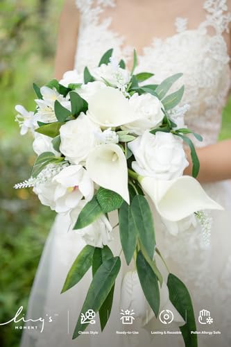 Ling's moment Artificial Greenery Stems Box Set, 86pcs with 6 Kinds of Faux Greenery Picks for DIY Bridal Bouquets Wedding Floral Arrangement Table Centerpieces, Green & White - color: Grn-green & White