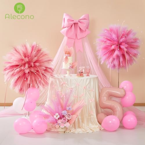 Alecono Pink Pampas Grass 17in 𝟯𝟬𝙋𝙘𝙨, Light Purple and Pink Artificial Faux Fluffy Pampas Grass Decor for Home Wedding Centerpieces Party - color: Rose Pink & Lilac, size: 30pcs