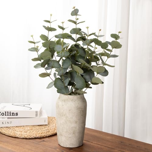 Briful Rustic Vintage Ceramic Vase, 9.06'' Farmhouse Table Decor with Wide Mouth, Large Decorative Vases for Home Decor, Living Room, Entryway & Shelf Styling, Beige - color: 9.06'' Beige