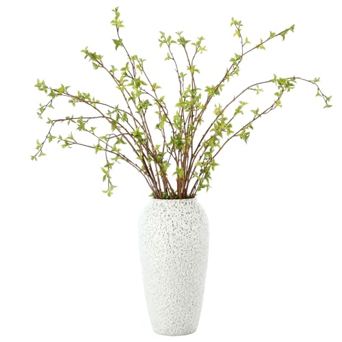 Zeyune 6 Pcs Artificial Branches with Green Buds Evergreen Faux Plastic Plant Stem Picks Sprigs for Vase DIY Home Office Wedding Party Indoor and Outdoor Spring Decor, No Vase (Green, Tender Buds) - color: Green, size: Tender Buds