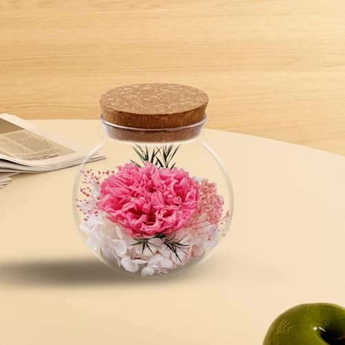 NATROSES Christmas Birthday Gifts for Women - Handmade Preserved Flowers Wish Bottle for Valentine's Day, Mother's Day, Anniversary, Home Decor (Pink) - color: Pink